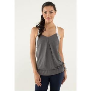 Lululemon Rest Less Heathered Soot Light Tank Top Size 6 Hyper Stripe Relaxed